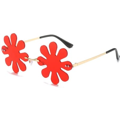 Bloemvormige Zonnebril Dames Boho Mode Zonnebrillen Dames Randloos Bloemige Lens Grappige Strandfeest Brillen Zomer Zonnebrillen