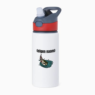 Hacebo® - vis met eigen naam waterfles met rietje rood - Vis - vissen liefhebbers - iemand die houdt van vissen - verjaardag - cadeau - kado - geschenk - water fles - 650ML