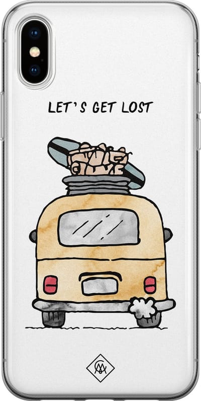 Casimoda® hoesje - Geschikt voor iPhone Xs - Let's Get Lost - Siliconen/TPU telefoonhoesje - Backcover - Tekst - Roze