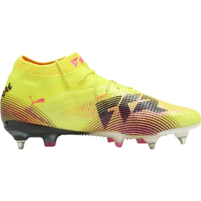 Puma Future 8 Ultimate voetbalschoenen voor heren met gebreide kraag, geschikt voor zachte ondergrond (Geel)