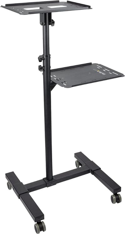 SVN® Beamer Statief - Projector Statief Met Wieltjes – Beamer Statief Met Laptop Verdieping – Zwart - 51cm x 46cm x 146cm