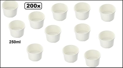 300x Soep beker karton 250-300ml wit - Food Soep salade beker festival warme dranken maaltijd carnaval