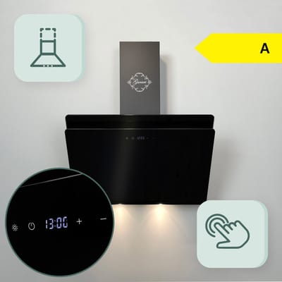Gurari GCH 411 BL Prime N Afzuigkap 60cm 1000m³/h Afzuigkap zwart glas TouchControl