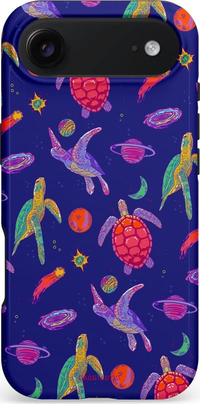 Casetastic hoesje geschikt voor Apple iPhone Air - MagSafe - Dubbellaagse bescherming - Kosmische schildpad - Fashion Case - Donkerblauw Lavendel