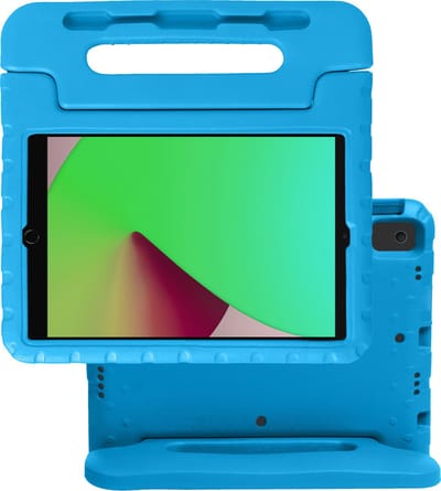 Hoes - Geschikt voor Apple iPad 9 (2021) - 10.2 inch - 9e Generatie - Met 2x Screenprotector - Kinderhoes Shockproof Bumper - Kidsproof Case - Tablet Hoesje - Kinder Cover - Blauw