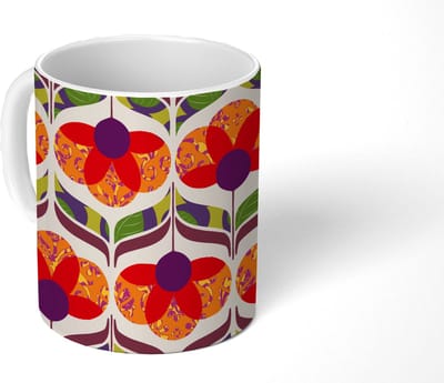 Mok - Koffiemok - Retro - Flower Power - Vintage - Kleuren - Mokken - 350 ML - Beker - Koffiemokken - Theemok