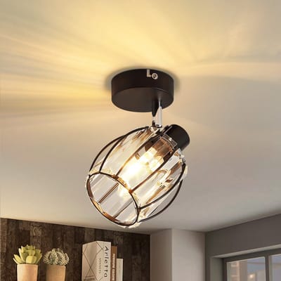 NETTLIFE Opbouwspot - Kristal - 1-Lichts - wit - L 8cm - met Glazen Lampenkap - E14 Fitting - Moderne Plafondlamp - 350° draaibar Plafondspot - voor Keuken | Hal | Woonkamer - Zonder lamp