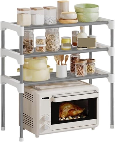 Keukenrek - Opbergstandaard - Keuken Organiseren - Stabiele Stalen Constructie - 65x30x57 cm - Zilver