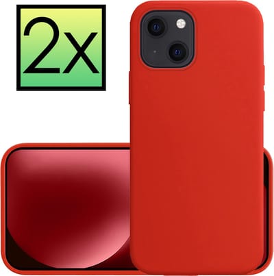 Hoesje - 2 Stuks - Geschikt voor Apple iPhone 15 - Sterk & Shockproof - Case Siliconen - Back Cover - Telefoon Hoes - Rood