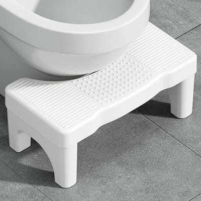 Toiletkruk - Voetenbankje Opstapje - Juist Hurken - Antislip Ondersteuning - 23 cm Breed - Wit