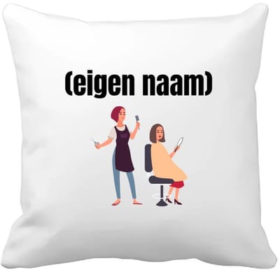 Akyol - kapper vrouw met eigen naam Kussen hoes - Kapper - barbers - collega's - verjaardag - afscheidscadeau - geschenk - kado - 40 bij 40 cm