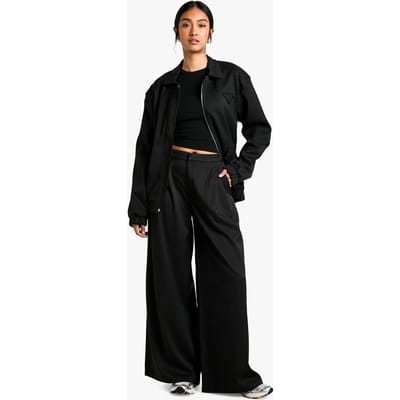 boohoo Dames Tailored Wide Leg Trousers | Zwart | Maat: 36