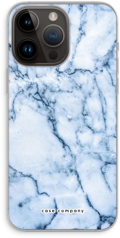 Case Company® - Hoesje geschikt voor iPhone 14 Pro Max hoesje - Blauw marmer - Soft Cover Telefoonhoesje - Bescherming aan alle Kanten en Schermrand