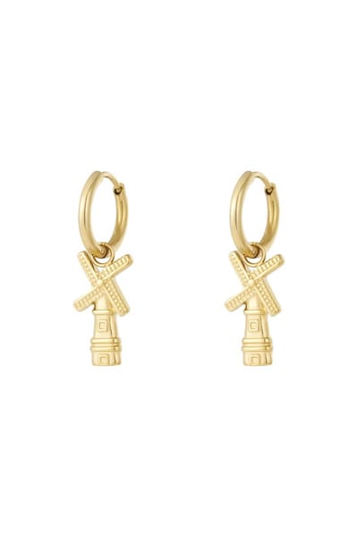 Dutch Breeze earrings - Oorbellen - Goud - RVS - Roestvrijstaal - Nederland - Molen - Jewelry - Oorbel