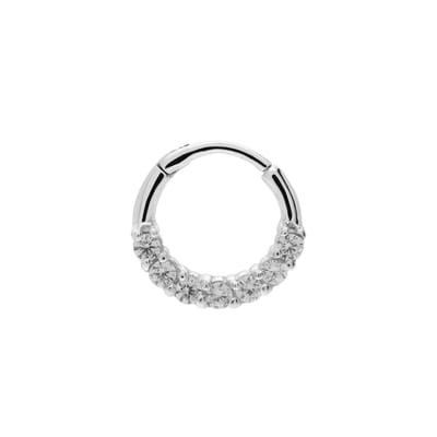 Lucardi - Dames Stalen helixpiercing met zirkonia - Piercing - Staal - Zilverkleurig