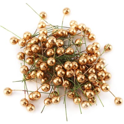 100 stuks Kunstmatige Gouden Hulstbes Kerst Huisdecoratie Hangende Ornamenten 10mm 10mm