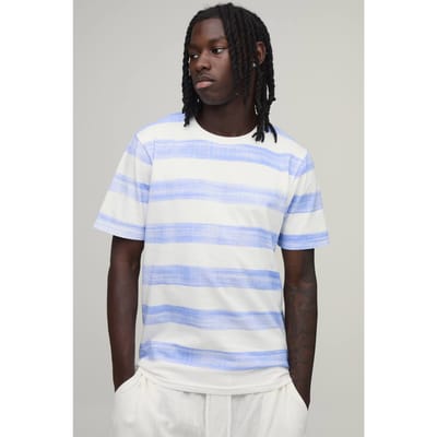 Slim Fit T-shirt Met Gestreepte Print | White | Size XS