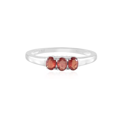 Cavill - Zilveren Ring met 3 Ovale Tanzania Robijnen 0 557ct - 925 Sterling Zilver Geplatineerd - Elegante Damesring - Glamoureuze Bruidsring
