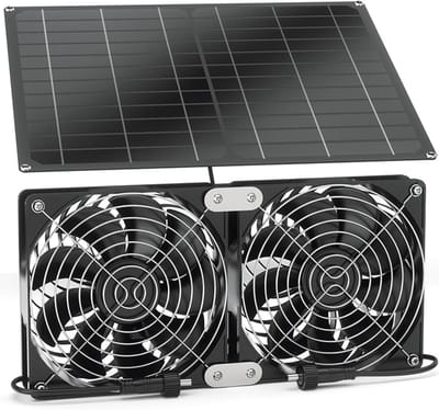 15W Zonneventilator, Waterdicht Paneel & Dubbele Ventilator, Geschikt voor Buiten Kas & Kippenhok