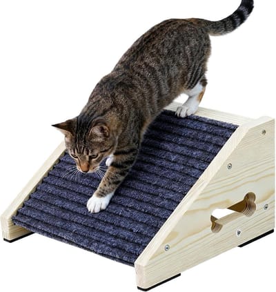 Houten Hondenhelling - Hondenladder Hondentrap - Huisdieren Mobiliteit - Antislip Veilig Design - 30 x 15 x 25 cm - Houtkleur