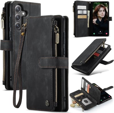 CaseMe Hoesje - Geschikt voor Samsung Galaxy S25 FE Hoesje - CaseMe C30 Book Case met Portemonnee - Zwart