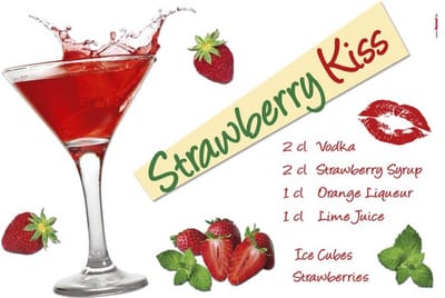 Muursticker Cocktail Recept - Martiniglas - Zelfklevend - Muurdecoratie - Stickers - 100 x 70 cm - Komar