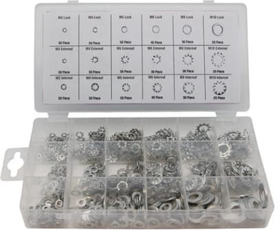 Toolland Assortiment sluitringen, 720-delig, verschillende maten, nikkelkleurig