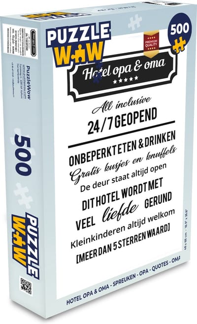 Puzzel Hotel opa & oma - Spreuken - Opa - Quotes - Oma - Legpuzzel - Puzzel 500 stukjes
