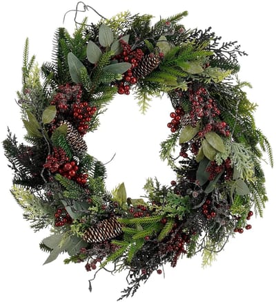 Mica Decorations Bodi Kerstkrans met Dennenappels - H13 x Ø50 cm - Bordeaux