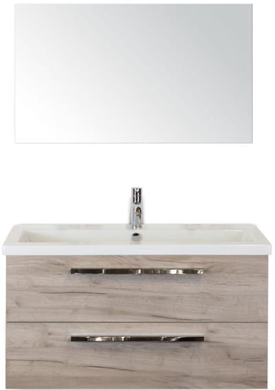 Seville Badmeubelset 100 cm - Craft Oak - Wastafel Djazz 1 Kraangat met Spiegel
