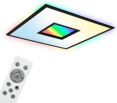 B.K.Licht - CCT LED plafondlamp met RGB - dimbaar - zwart - met afstandsbediening - 24W - 2.200Lm - 3000-6500K