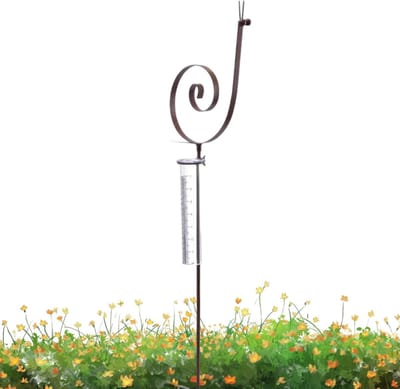 Metalen regenmeter - Tuindecoratie weer - Regenval meten - Roestbestendig ijzer - 40 cm hoog - Zwart