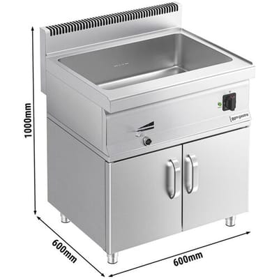 GGM Gastro Elektro Bain-Marie - 1,2 kW - 1x GN 1/1 & 3x GN 1/9 - inkl. Unterbau mit 2 Türen Zilver