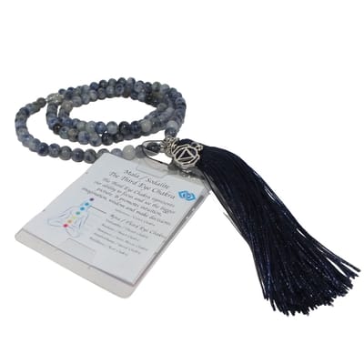 Mala ketting 108 kralen Derde Oog Chakra Ajna Blauw Sodaliet Edelsteen | Sparkolia