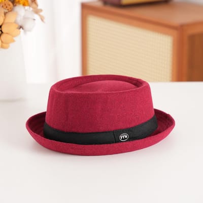 Chapeau Melon en Feutre de Laine avec Couronne Texturée et Bord Relevé | Style Vintage Britannique | Fedora Décontracté Unisexe Automne Hiver 58cm brown