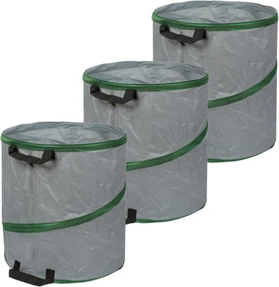Tuinzakken Opvouwbaar - Afvalzakken Tuin - Tuinafval Verzamelen - Zelfstaand Model - 3 x 85 Liter - Lichtgrijs