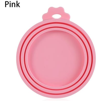 Couvercle de conserve en Silicone, mangeoires scellées, couvercle de boîte de nourriture pour chiot, chien, chat, capuchon supérieur de stockage, couvercle réutilisable, santé, fournitures quotidiennes pour animaux de compagnie rose