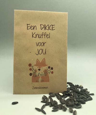 10 zakjes zonnebloemzaden,Een dikke knuffel voor jou/klein kadootje