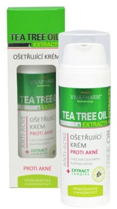 Verzorgende gezichtscrème met Tea Tree Oil: antibacteriële en ontstekingsremmende eigenschappen van Tea Tree olie en kruidenextracten helpen op natuurlijke wijze het beperken van de verschijnselen van acne en tegen het ontstaan
