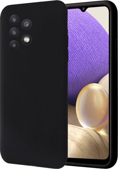 Hoesje geschikt voor Samsung Galaxy A32 5G - Matte Back Cover Microvezel Siliconen Case Hoes Zwart