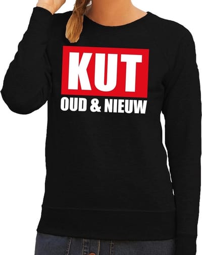 Foute new year trui / sweater - kut oud en nieuw - zwart voor dames XS