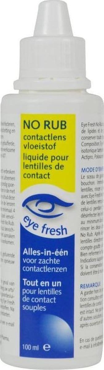 Eye Fresh No Rub - Alles-in-één Lenzenvloeistof - 2 x 100 ml - Geen wrijven nodig - voor Zachte contactlenzen - Geschikt voor Gevoelige Ogen