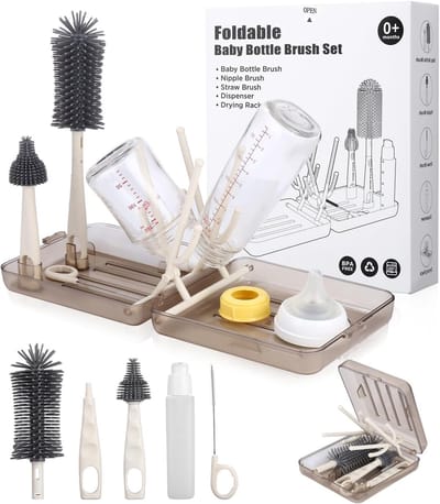 Dailygoods- Reisflessenborstel - Opvouwbare Flessenhouder - Reisflessenborstelset - Essentieel voor Reizen - 1 Stuks - Handig voor Kinderen - Flessenborstel