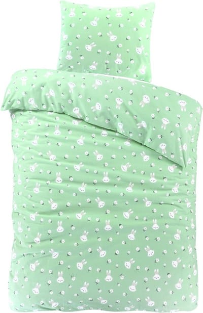 Day Dream Bunny Dekbedovertrek - Eenpersoons - 140x200 cm - Groen