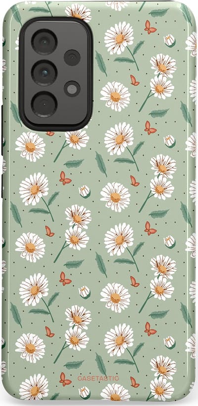 Casetastic Hoesje Geschikt voor Samsung A53 - Stijlvolle Beschermende Duo-layer Case - Vleugels en madeliefjes