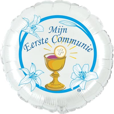 Eerste Communie Folieballon blauw, 45 cm