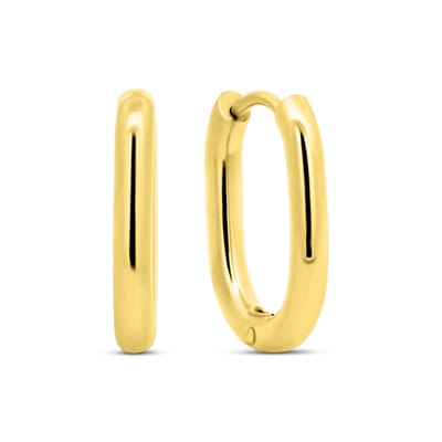CO88 Collection - 8CE-70567 - Stalen Oorringen - Ovaal - 14x17mm - Goudkleurig