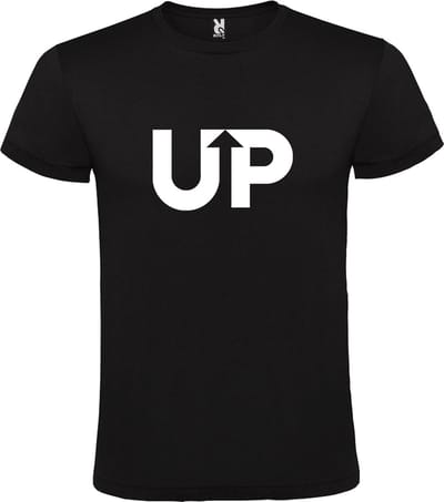 Zwart T-shirt ‘UP’ Wit Maat XS