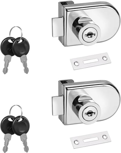 Zinklegering Geen boor glazen deurslot Zinklegering Sieradenkast Glazen slot Enkele deur Glazen deurslot 2 sleutels voor 5 - 8mm/0,21-0,31 inch glazen deur, enkele deur glazen deurslot (zilver 2 st)Stijl B