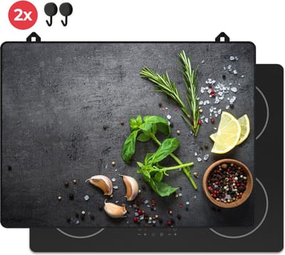 KitchyMist Inductie Beschermer 71x52 cm - Kruiden en Specerijen Limoen - Kookplaat Beschermer - Afdekplaat voor Kookplaat - Inductie Mat - Spatscherm Achterwand Keuken